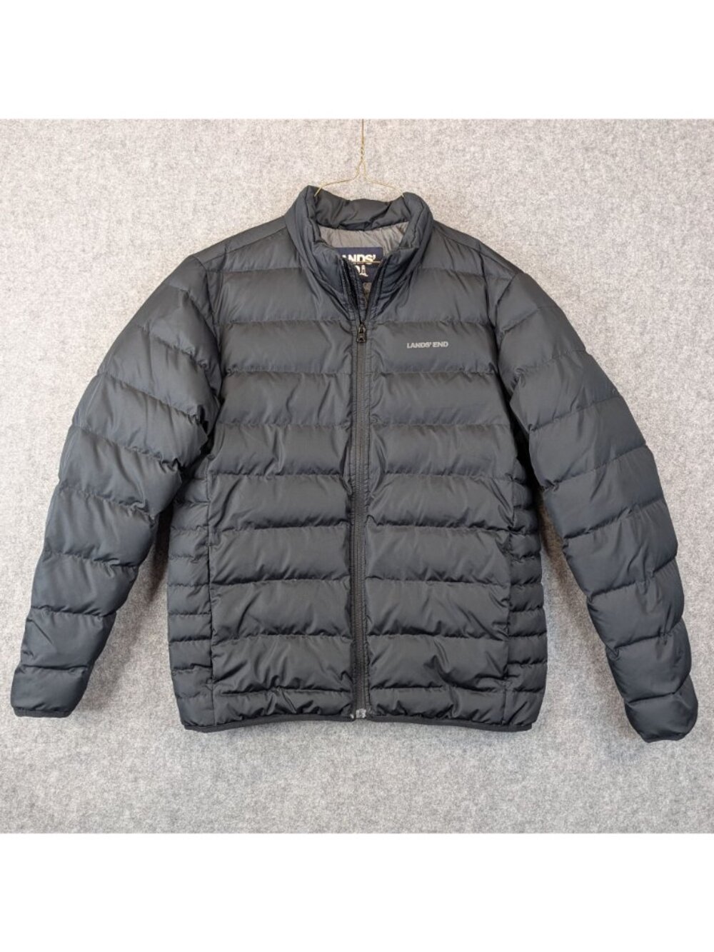Lands' End Mens Size Small Puffer Jacket Black Lightweight Down Insulated Coat - Picture 11 of 11